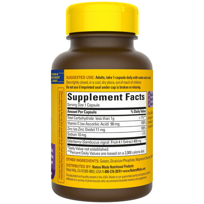 Nature Made Elderberry 400 mg Extract with Vitamin C and Zinc, Dietary Supplement Nature MadeBuy Supplements Australia