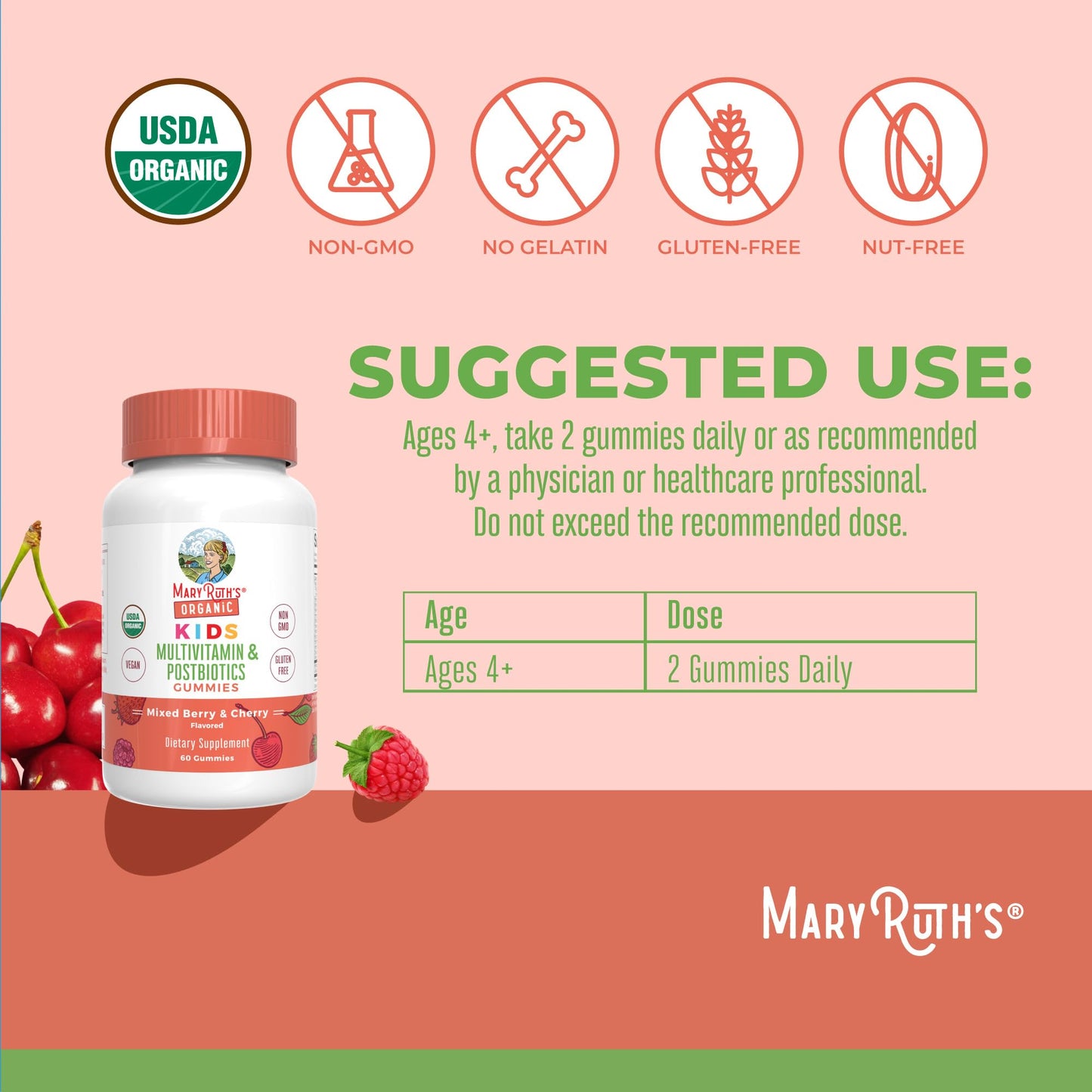 Kids Vitamins by MaryRuth's | USDA Organic | Multivitamin Gummies + Postbiotics for Ages 4+ | Multivitamin for Kids with Lactobacillus Rhamnosus | MaryRuth OrganicsBuy Supplements Australia