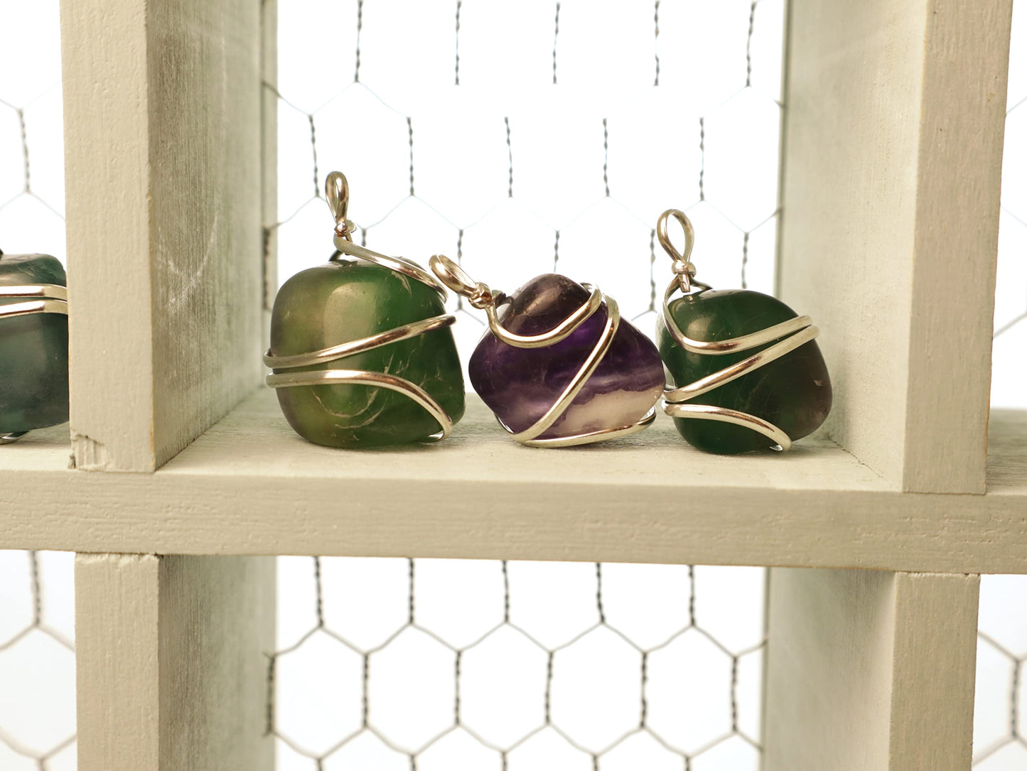Shelf and Stone Rainbow Fluorite Wire Wrapped Pendant - Dark Hued Fluorite Crystal Necklace Shelf and StoneBuy Supplements Australia