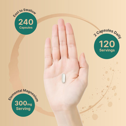 Triple Complex Magnesium Supplement, 240 Capsules | Magnesium Glycinate 500mg NatureBellBuy Supplements Australia