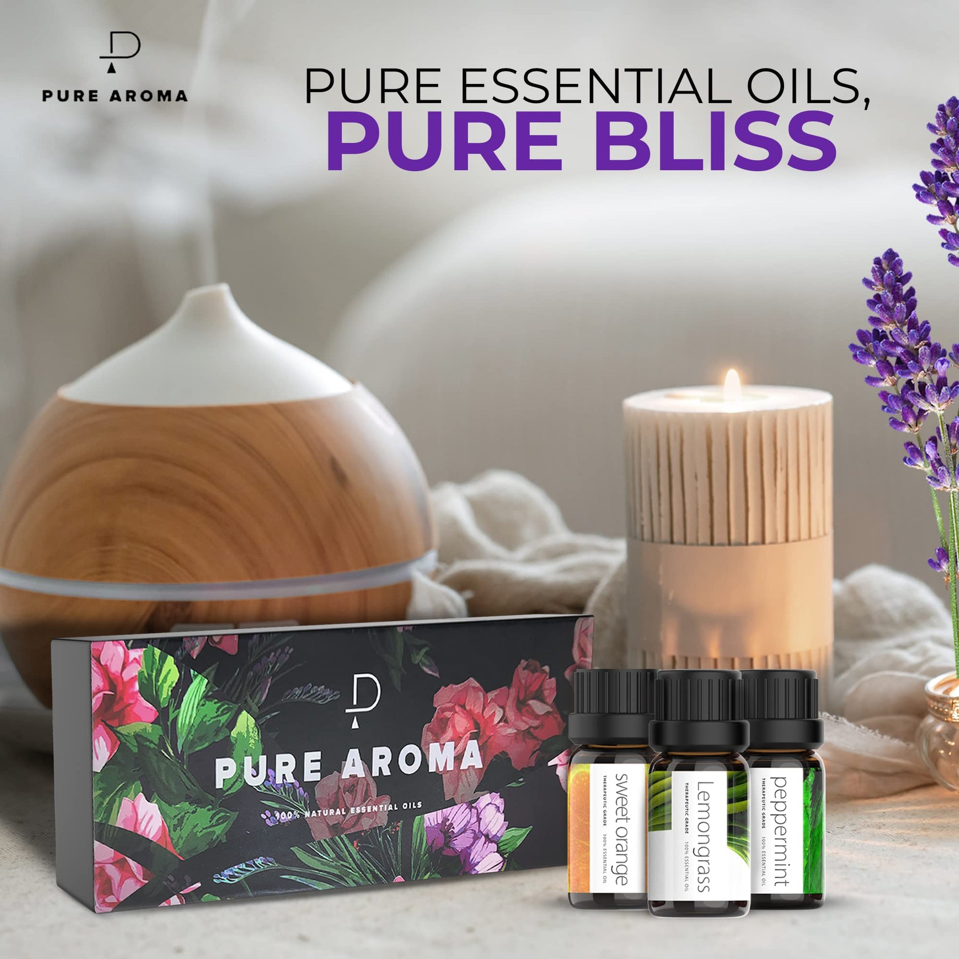 Essential Oils by PURE AROMA 100% Pure Oils kit- Top 6 Aromatherapy Oils Gift Set-6 Pack, 10ML Pure AromaBuy Supplements Australia
