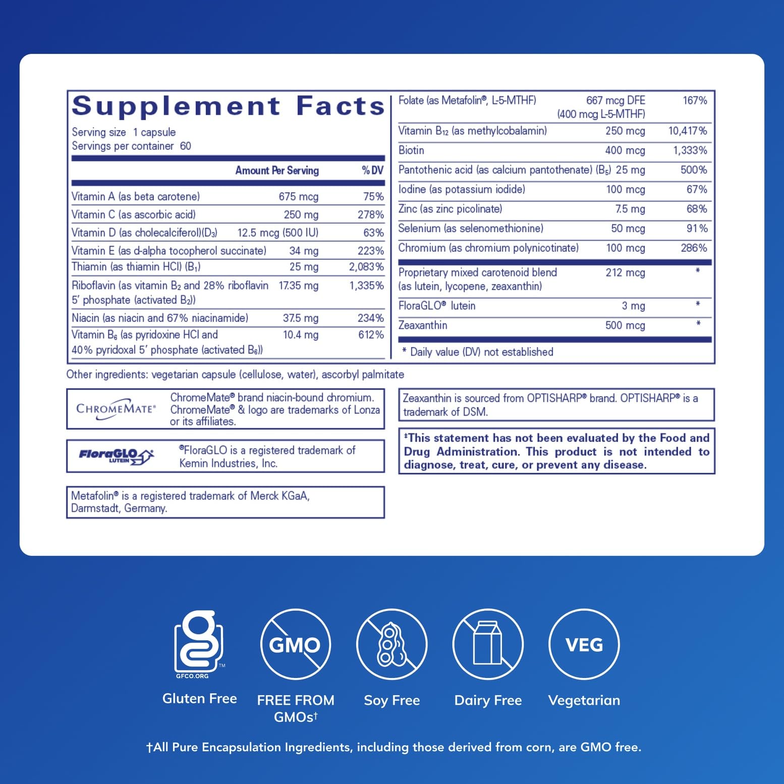 Pure Encapsulations Multi T/D - Multivitamin & Mineral Supplement - for Daily Wellness, Cardiovascular & Immune Health* - Rich in Vitamins & Minerals - Gluten Free & Vegetarian - 60 Capsules Pure EncapsulationsBuy Supplements Australia