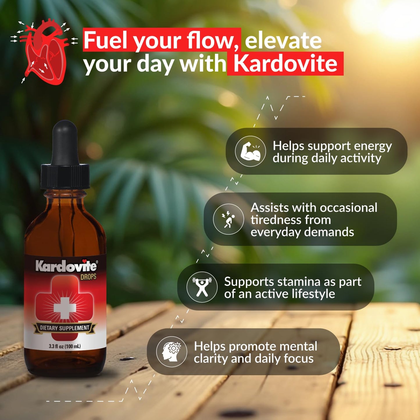 Kardovite Herbal Circulation Support Drops 100ml | Supports Circulatory Wellness with Hawthorn, Garlic, Ginkgo, Cayenne, Milk Thistle, Bilberry & Valerian | Supports Vitality & Daily Wellness KardoviteBuy Supplements Australia