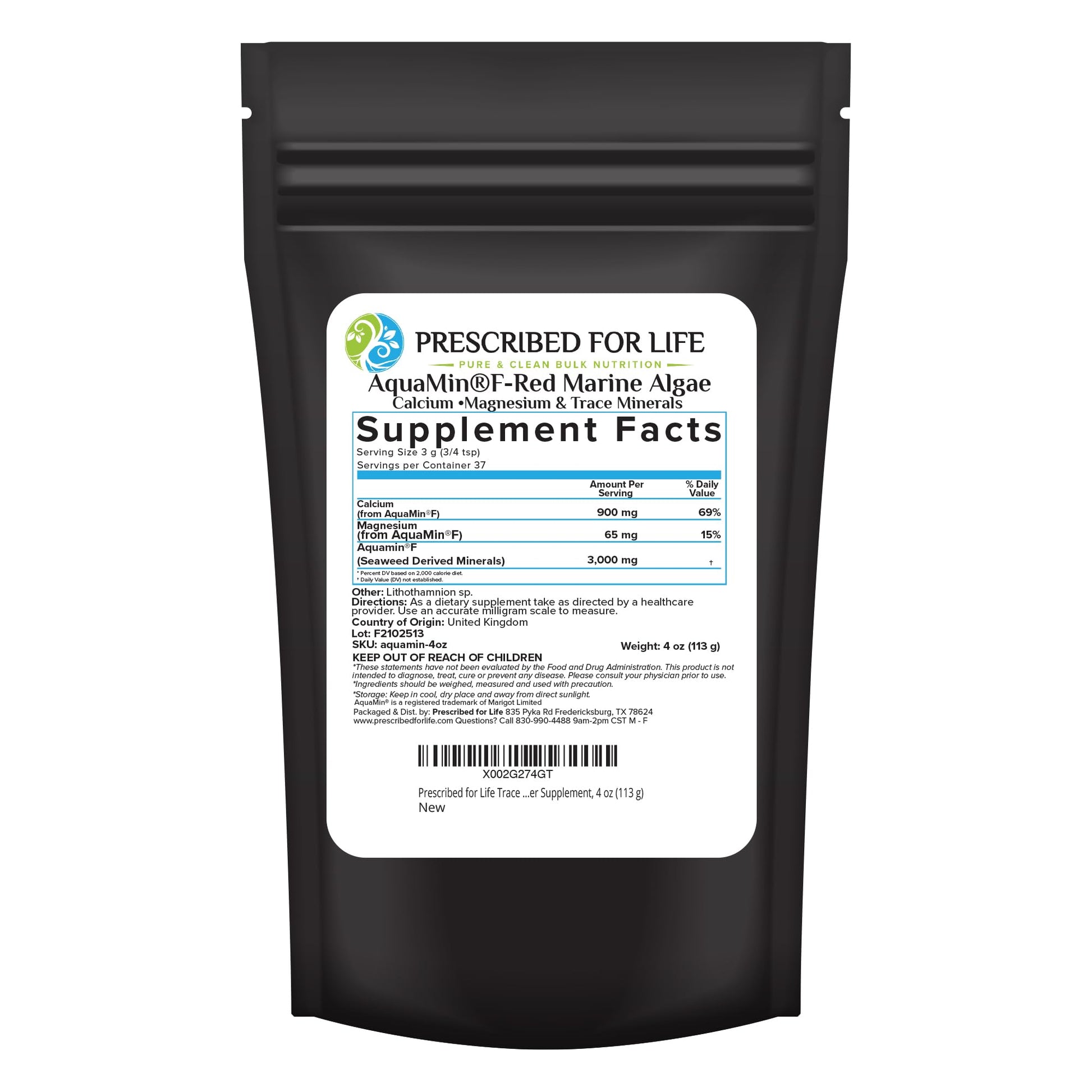 Prescribed for Life Aquamin Powder, Red Marine Algae Supplements, Rich in Plant Based Calcium & Magnesium, 72 Trace Minerals, Non GMO (113g) Prescribed For LifeBuy Supplements Australia