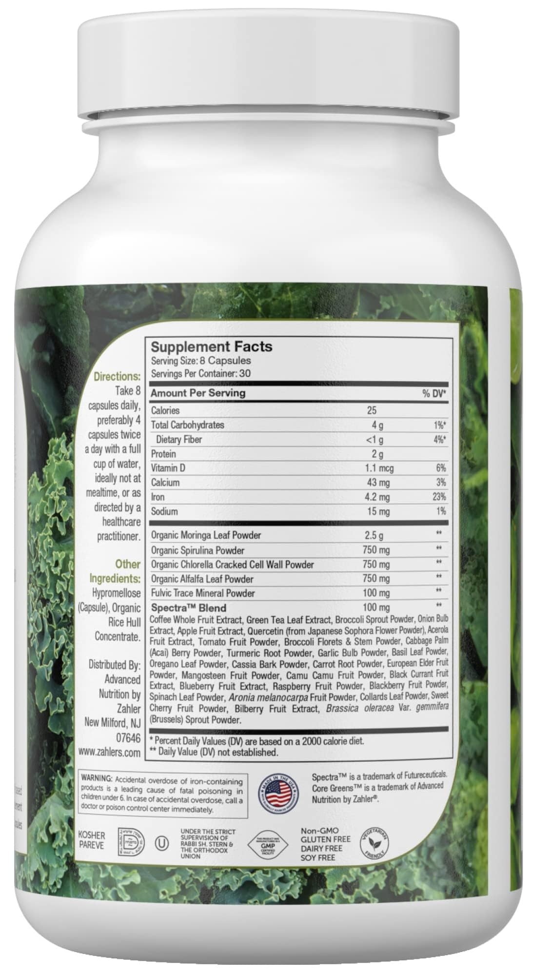 Zahler Core Greens, Superfood Greens Capsules, Super Greens with Spirulina, Chlorella, Spectra Blend and More, Kosher, 240 Capsule (240 Capsules) ZahlerBuy Supplements Australia