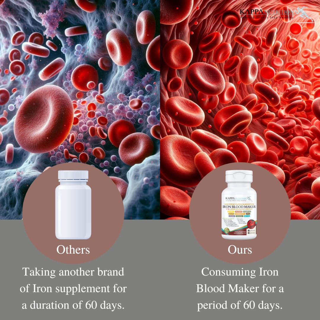 KAPPA NUTRITION Iron 26mg, Vitamin C & Orange 150mg, Folate 667mcg DFE, Vitamin B12, Beetroot, Brewers Yeast, Broccoli & MCT Oil 9 in 1 Advanced Complex (90 Capsules) KAPPA NUTRITIONBuy Supplements Australia