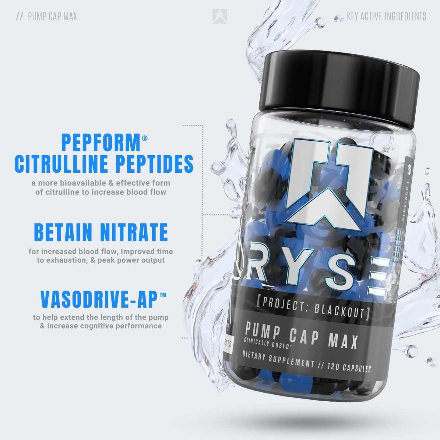 RYSE Up Supplements Project Blackout Pump Cap Max | Stimulant Free Pump Formula RYSE Up SupplementsBuy Supplements Australia