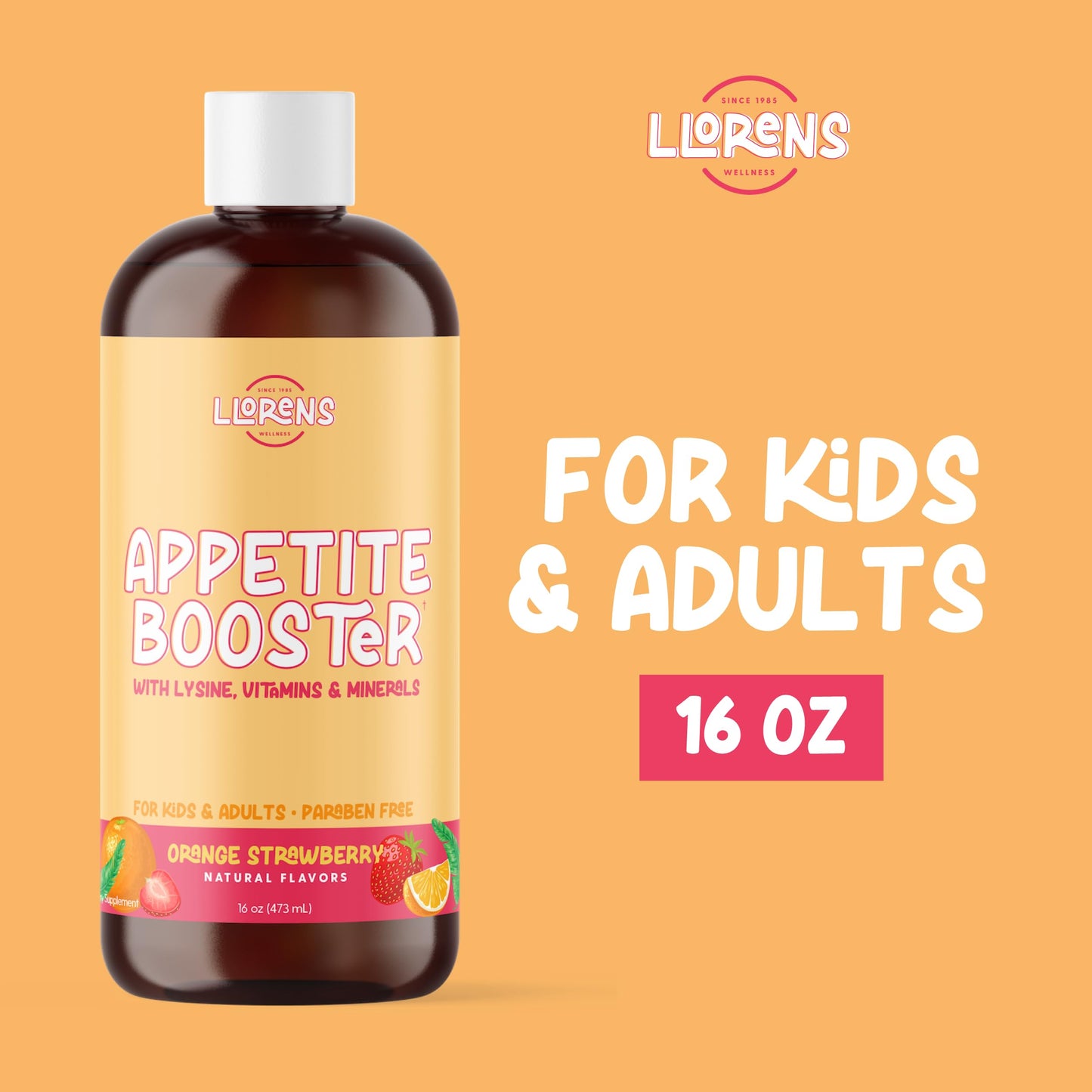 Appetite Booster Weight Gainer for Kids, 16 Fl Oz, Natural Orange Strawberry By Llorens Wellness LLORENS PHARMACEUTICALBuy Supplements Australia