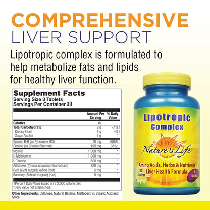 Nature's Life Lipotropic Complex | Comprehensive Support for Healthy Liver Function | with Choline & Inositol | Non-GMO | 90 Vegetarian Tablets Nature's LifeBuy Supplements Australia