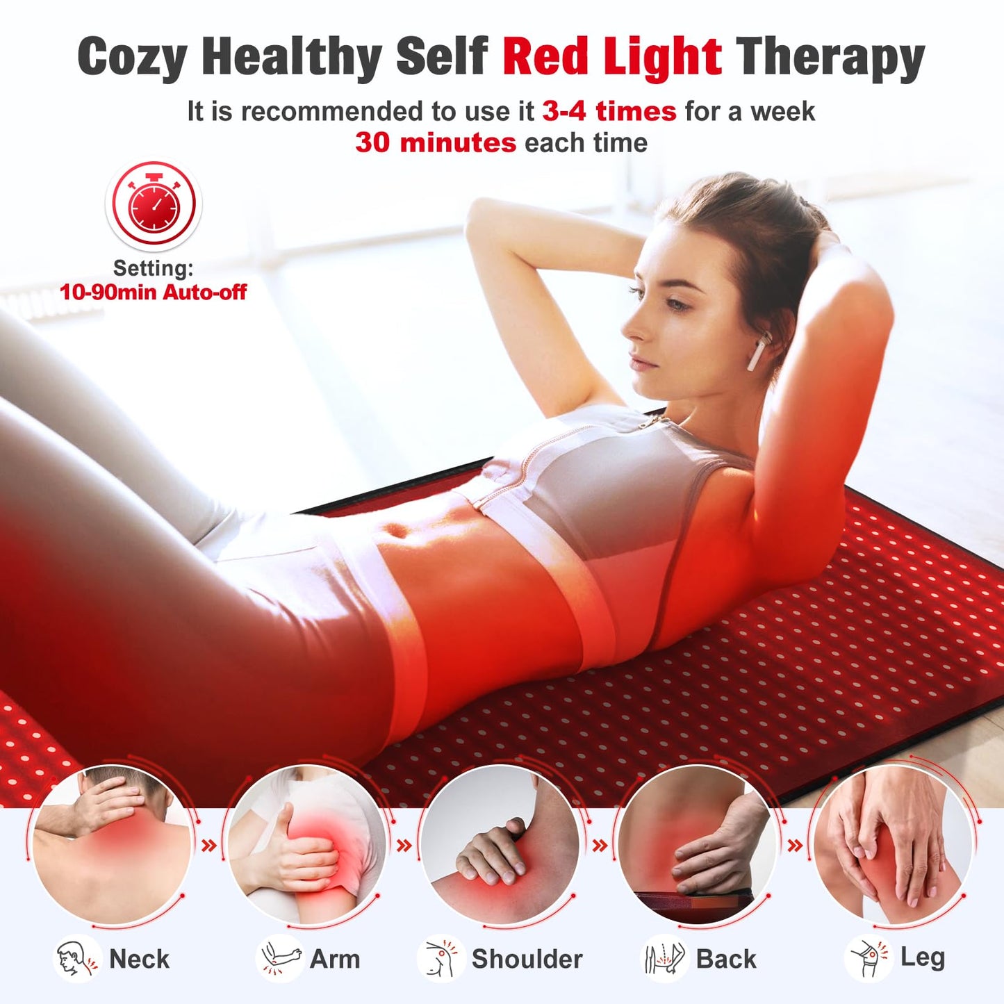 Red Light Therapy Mat for Body, 71"x 31" Red Light Therapy Blanket Red Near Infrared 660nm 850nm GMOWNWBuy Supplements Australia