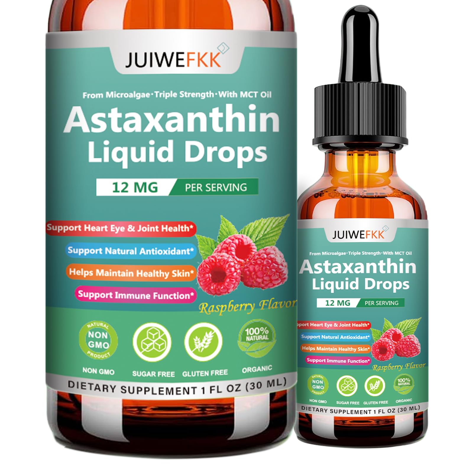 JUIWEFKK Astaxanthin Supplement 12mg Liquid Drops, Premium Natural Astaxanthin Antioxidant from Fresh Microalgae Source w. Mct Oi for Eye Immune Joint Skin Health, Liquid Formula for Max Absorption JUIWEFKKBuy Supplements Australia