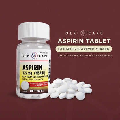 GeriCare Bottled Aspirin 325mg 100 Count Bottle (Pack of 1) GeriCareBuy Supplements Australia