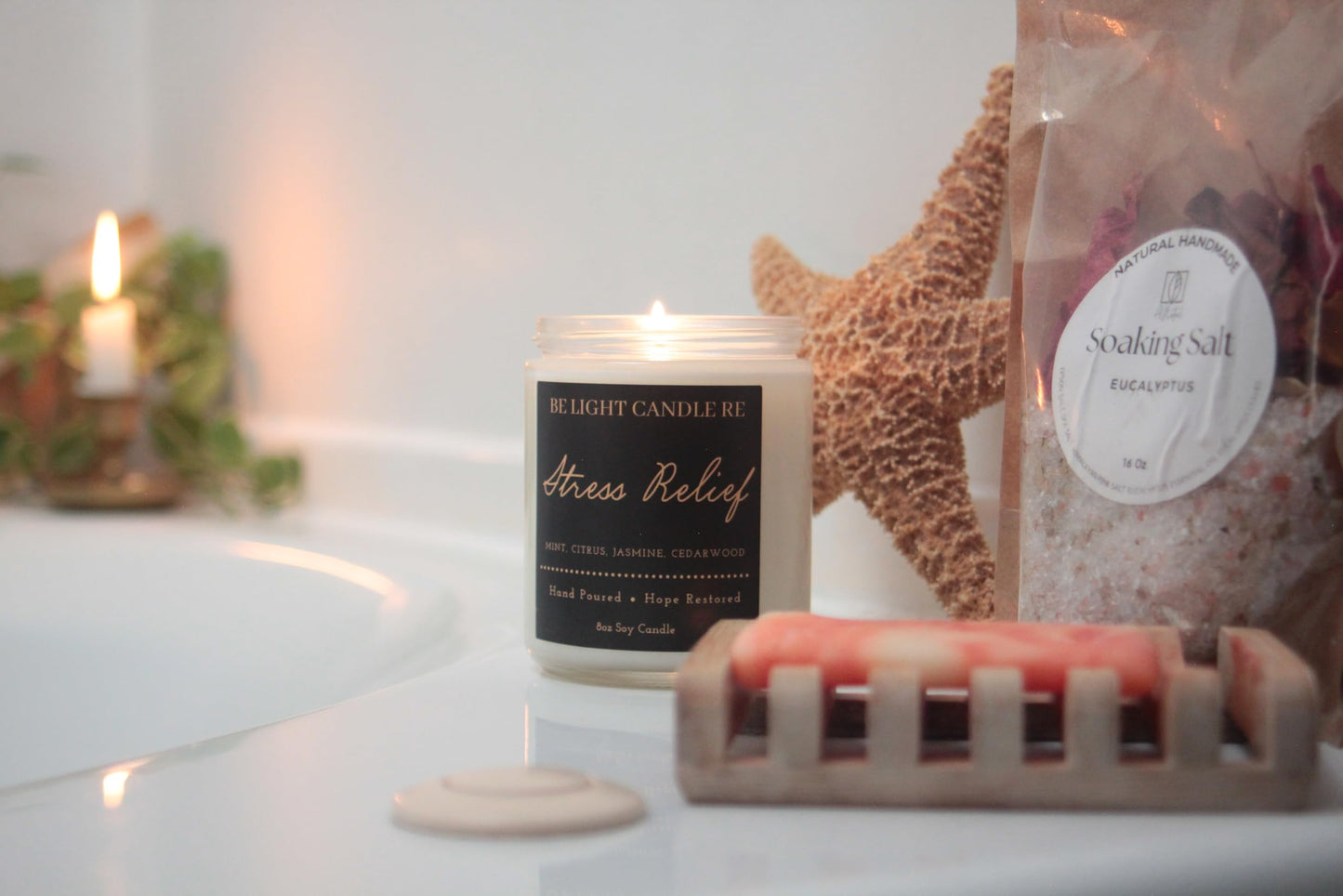 Stress Relief Candle | Purpose-Driven Soy Candles | Scented Candle for Home | 8oz Long Lasting Candle Be Light Candle REBuy Supplements Australia
