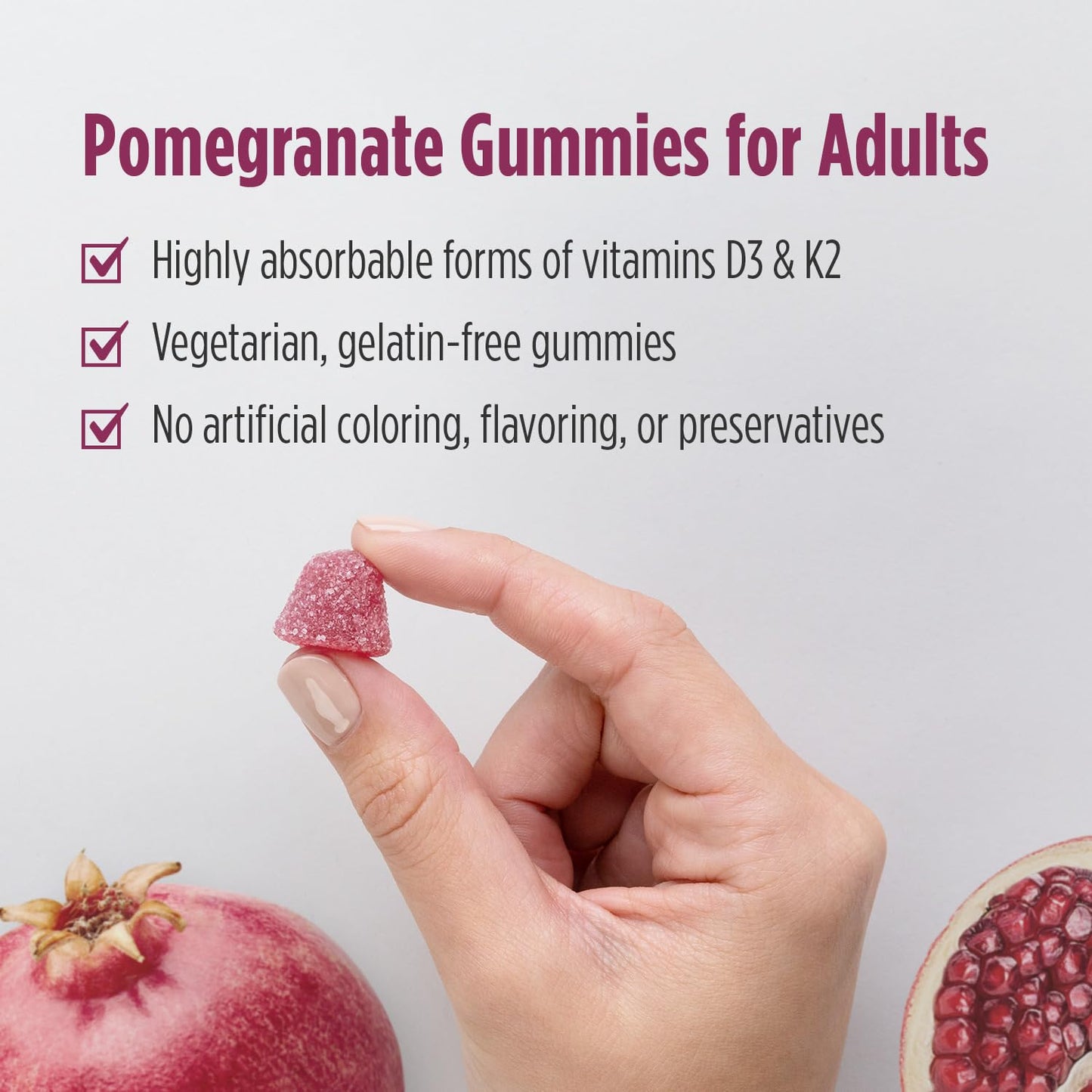 Nordic Naturals Vitamin D3 + K2 Gummies, Pomegranate - 60 Gummies - 1000 IU Vitamin D3 + 45 mcg K2 - Great Taste - Bone Health, Promotes Healthy Muscle Function - Non-GMO - 60 Servings Nordic NaturalsBuy Supplements Australia