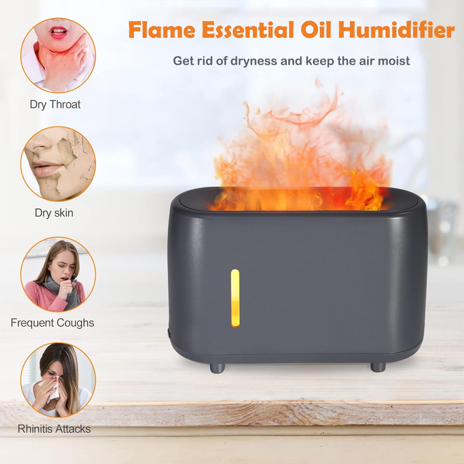 Flame Diffuser Humidifier 240ML for Essential Oils, Smart Timing with 7 Changeable Colors, Dual Mist AOSUMWITHUBuy Supplements Australia