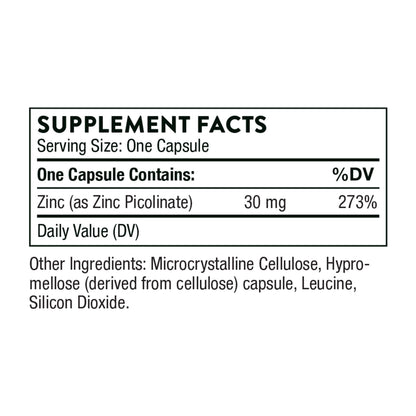 Thorne Zinc Picolinate 30 mg - Well-Absorbed Zinc Supplement for Growth and Immune THORNEBuy Supplements Australia