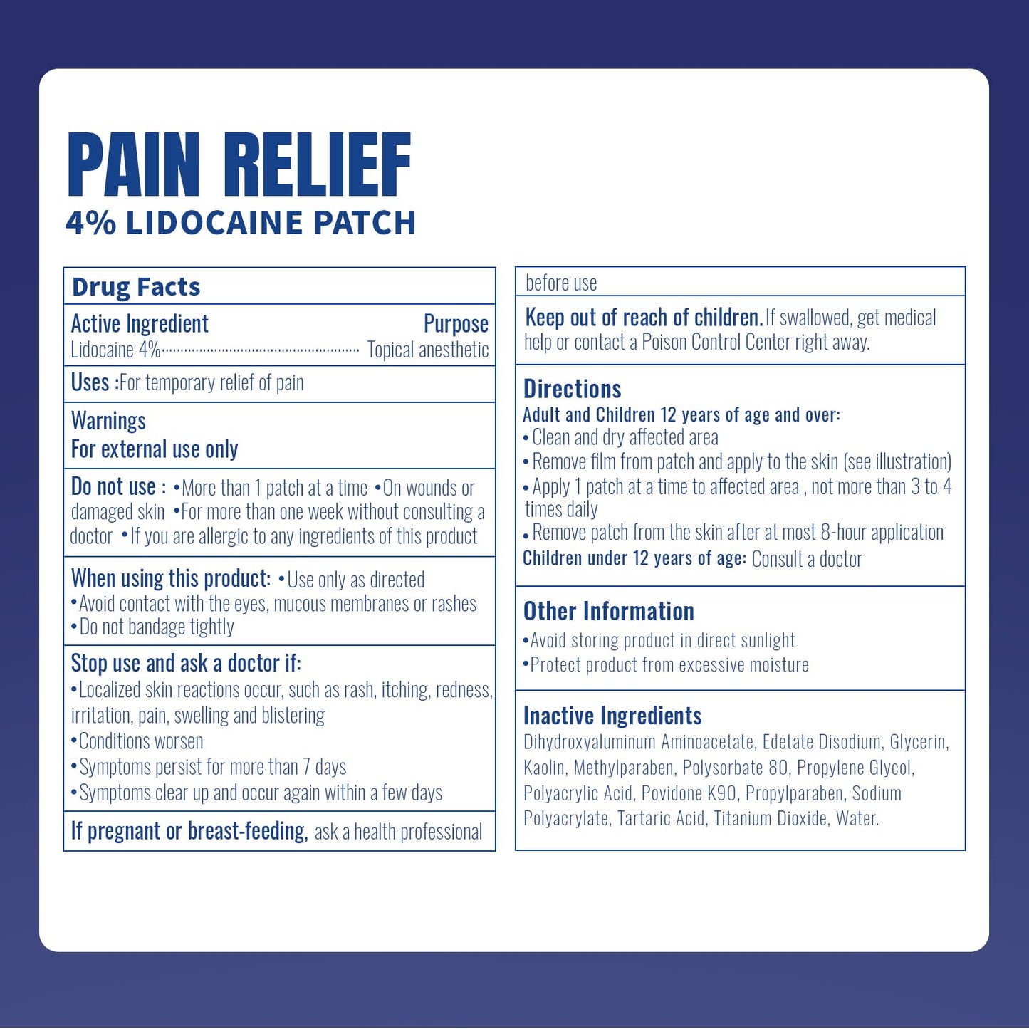 ZEEY 4% Lidocaine Pain Relief Patches, Maximum Strength OTC, for Back, Knee, Neck, Shoulders, Joints, Muscle Soreness, Fast Acting, Topical Anesthetic, Large Gel Patch, 5.5" x 3.94", 20Ct ZEEYBuy Supplements Australia