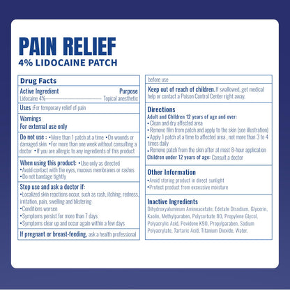 ZEEY 4% Lidocaine Pain Relief Patches, Maximum Strength OTC, for Back, Knee, Neck, Shoulders, Joints, Muscle Soreness, Fast Acting, Topical Anesthetic, Large Gel Patch, 5.5" x 3.94", 20Ct ZEEYBuy Supplements Australia