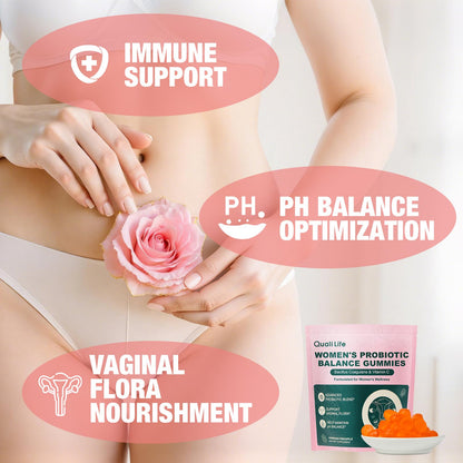 QualiLife Premium Feminine Balance Gummies for Women – Probiotic Vaginal Health Support with Vitamin C – pH Balance & Flora Support – Sugar Free, Vegan, Hawaiian Pineapple Flavor – 60 Gummies (1) QualiLifeBuy Supplements Australia
