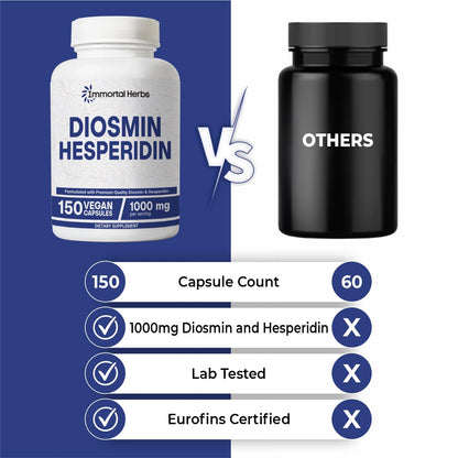 Immortal Herbs Diosmin Hesperidin 1000mg Complex, 150 Capsules, Citrus Bioflavonoids Rich Fruit Extract, 100% Vegetarian, Non-GMO & Gluten Free Diosmin Supplement with Max Strength Immortal HerbsBuy Supplements Australia