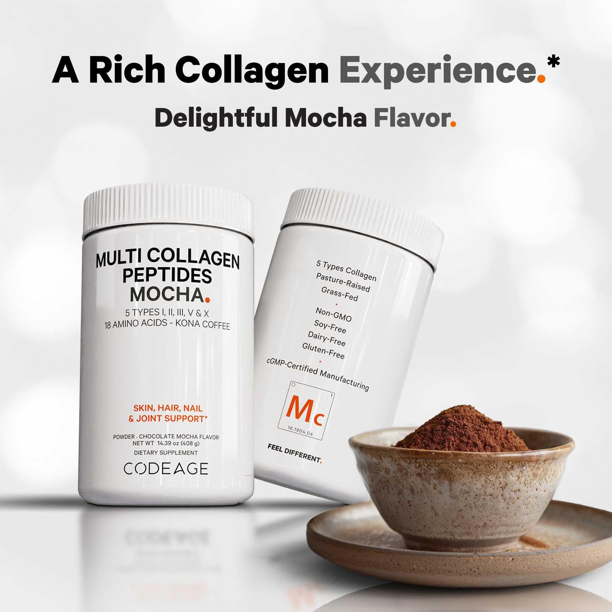 Codeage Multi Collagen Peptides Protein Powder - Chocolate Mocha Instant Coffee - Gourmet Knoa Coffee Drink & Shake - Collagen Type I, II, III, V & X - Grass-Fed, Hydrolyzed, Non-GMO - 14.39oz CodeageBuy Supplements Australia