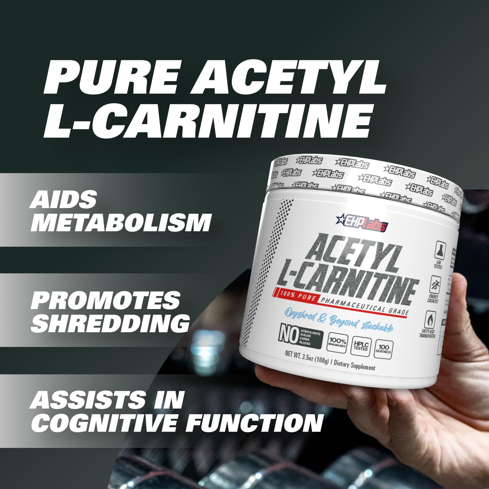EHP Labs Acetyl L Carnitine Powder, Supports Natural Energy Production, Supports Metabolism EHP LabsBuy Supplements Australia