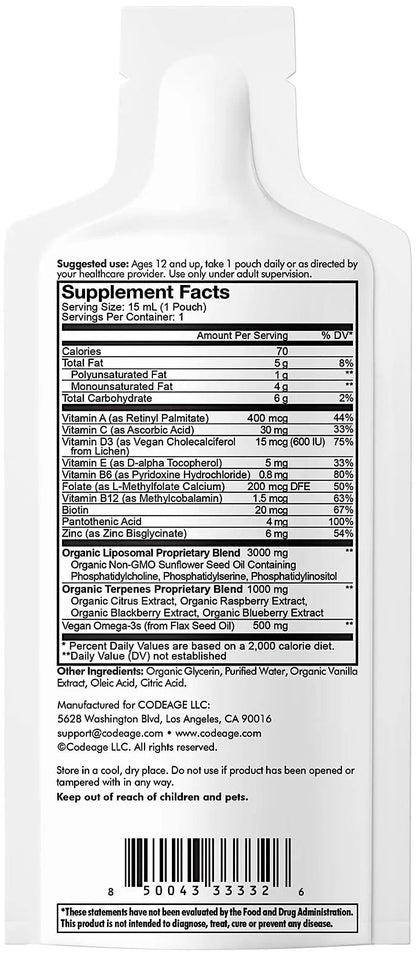 Codeage Multivitamins For Teens, Liquid Vitamin C for Teenagers, Vitamin A B6 B12 D3 E For Kids, Biotin Zinc Omega-3 Folate, Liposomal Vitamins Supplement Codeage