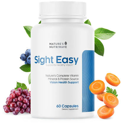 SIGHT EASY - Eye Vitamins & Mineral Supplements with Lutein & Zeaxanthin, Vitamin C, Vitamin E, Zinc and Bilberry for Healthy Vision and Eye Function Support - 60 Capsules, 1 Month Supply Nature’s NutriWaveBuy Supplements Australia