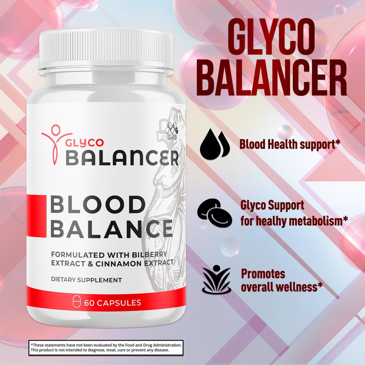 Glyco Balancer Capsules, Official GlycoBalancer Health Support Pills With All Natural Ingredients, Glyco Balancer Advanced Health & Wellness Support with Premium Vitamins for Women & Men (60 Capsules) MJOBuy Supplements Australia