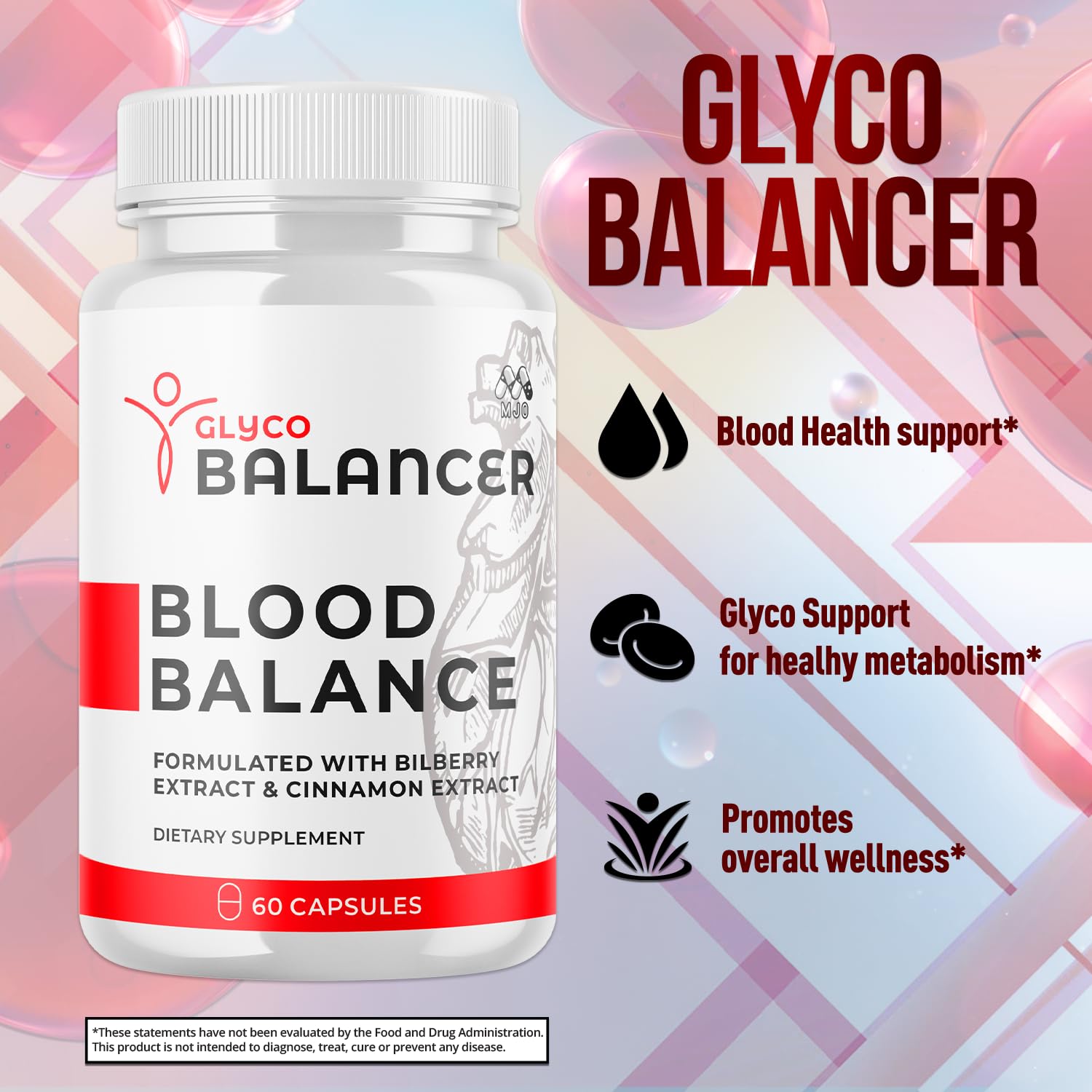 Glyco Balancer Capsules, Official GlycoBalancer Health Support Pills With All Natural Ingredients, Glyco Balancer Advanced Health & Wellness Support with Premium Vitamins for Women & Men (60 Capsules) MJOBuy Supplements Australia