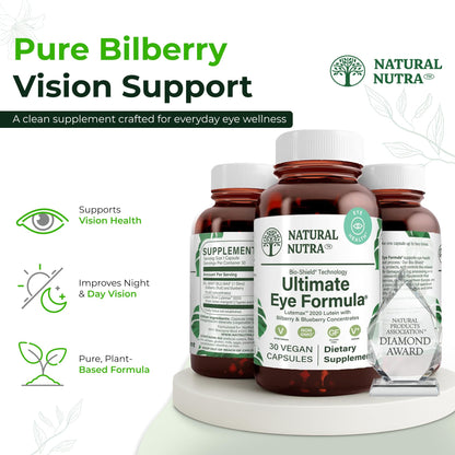 Natural Nutra Ultimate Eye Health Supplement - Bilberry & Blueberry Extract Blend for Day and Night Vision Support, Promotes Color Perception & Eye Clarity - Non-GMO, Vegan - 30 Capsules (Pack of 3) Natural NutraBuy Supplements Australia