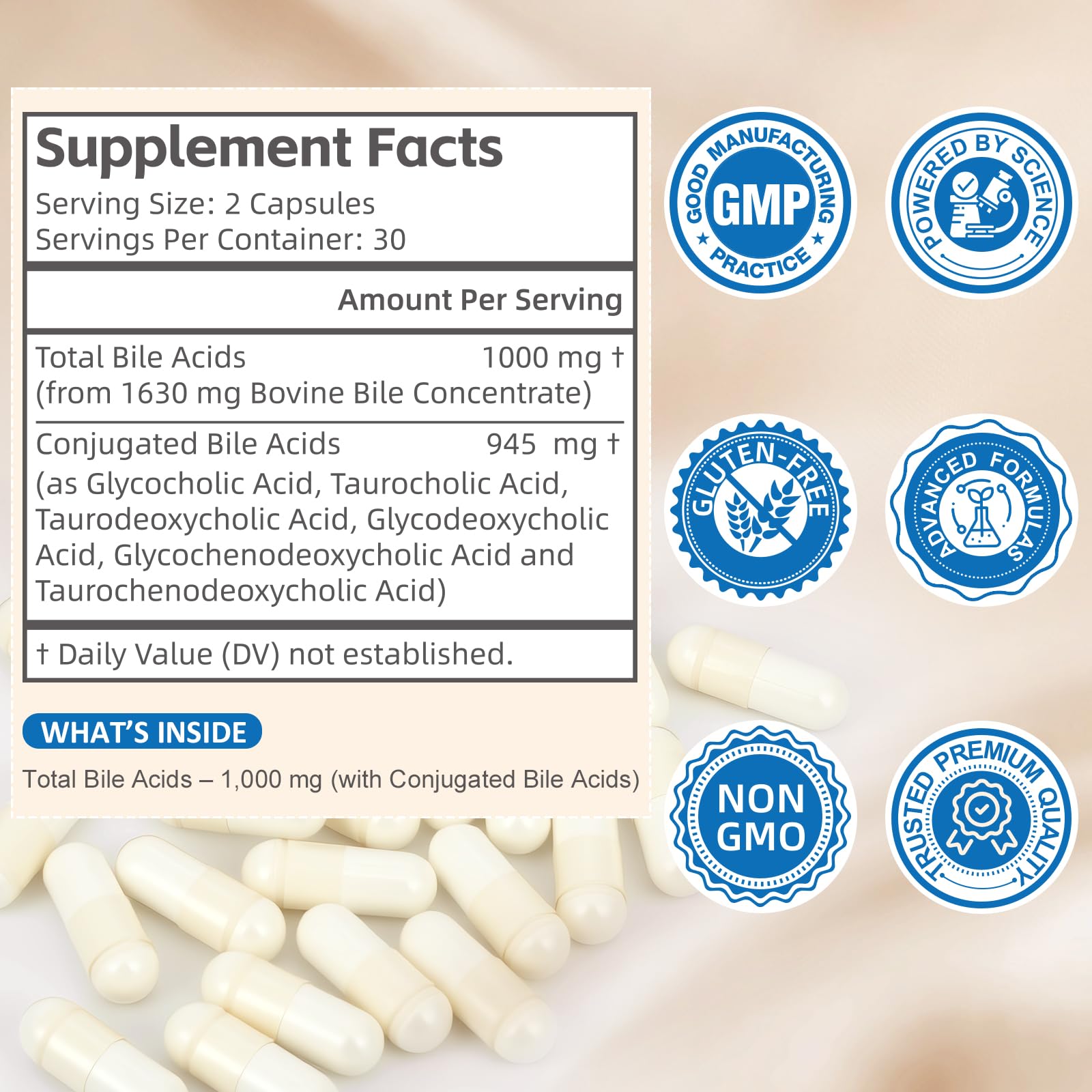 Florvyn Conjugated Bile Acid Supplement 1000mg – Supports Fat Digestion & Absorption of Fats & Fat-Soluble Nutrients, Gut Comfort & Nutrient Utilization, 60 Capsules, 30 Day Supply FlorvynBuy Supplements Australia