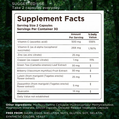 Macutene Protect Eye Vitamins for Macular Support Areds 2 with Lutein and Zeaxanthin Supplements (25mg/5mg) – Doctor Formulated Bilberry Supplement for Eyes, Lab Tested, Vegan (60 Capsules) PristeneBuy Supplements Australia