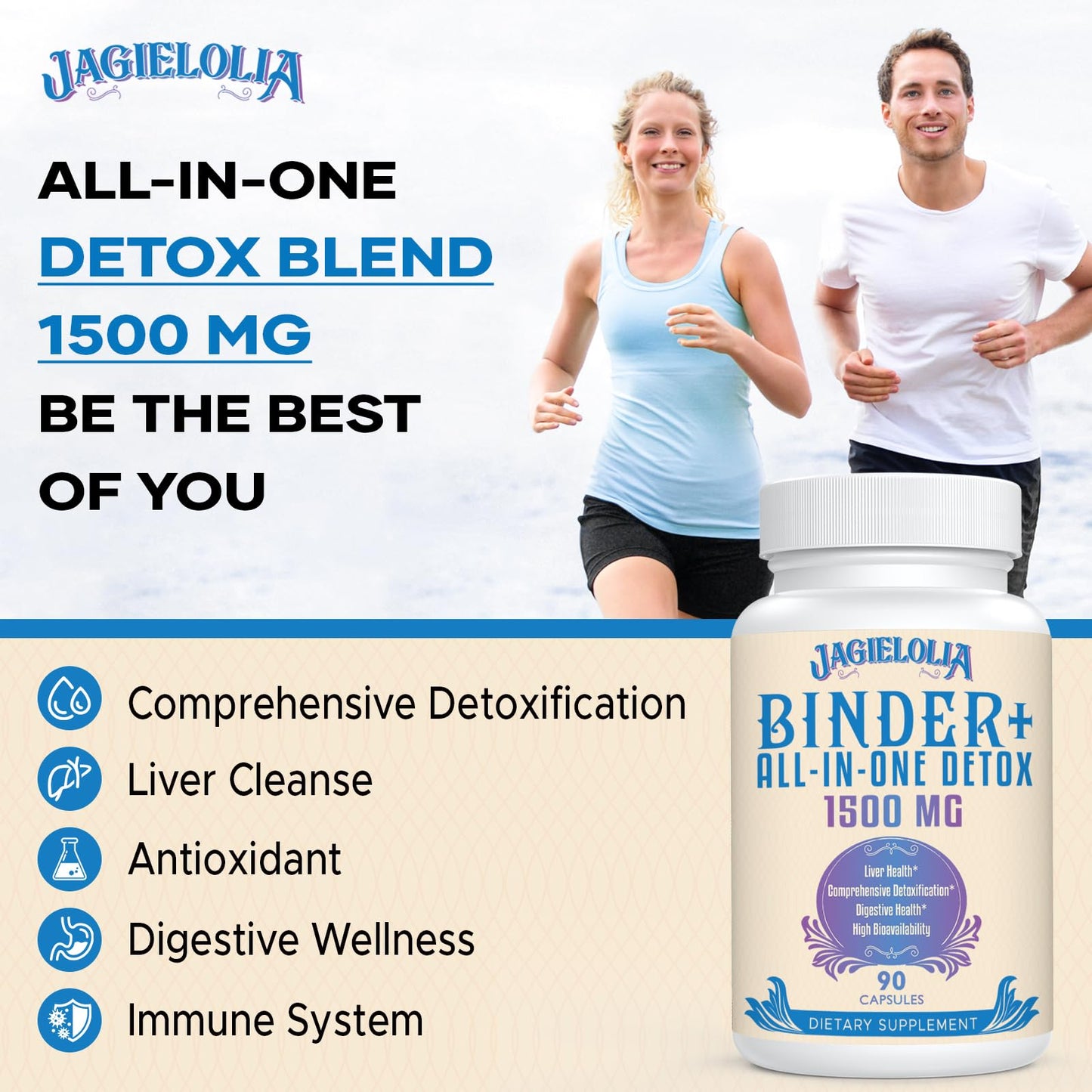 All-In-One Detox Binder Supplement 1500 MG - High Bioavailability, Liver Gut Detox Cleanse JagieloliaBuy Supplements Australia