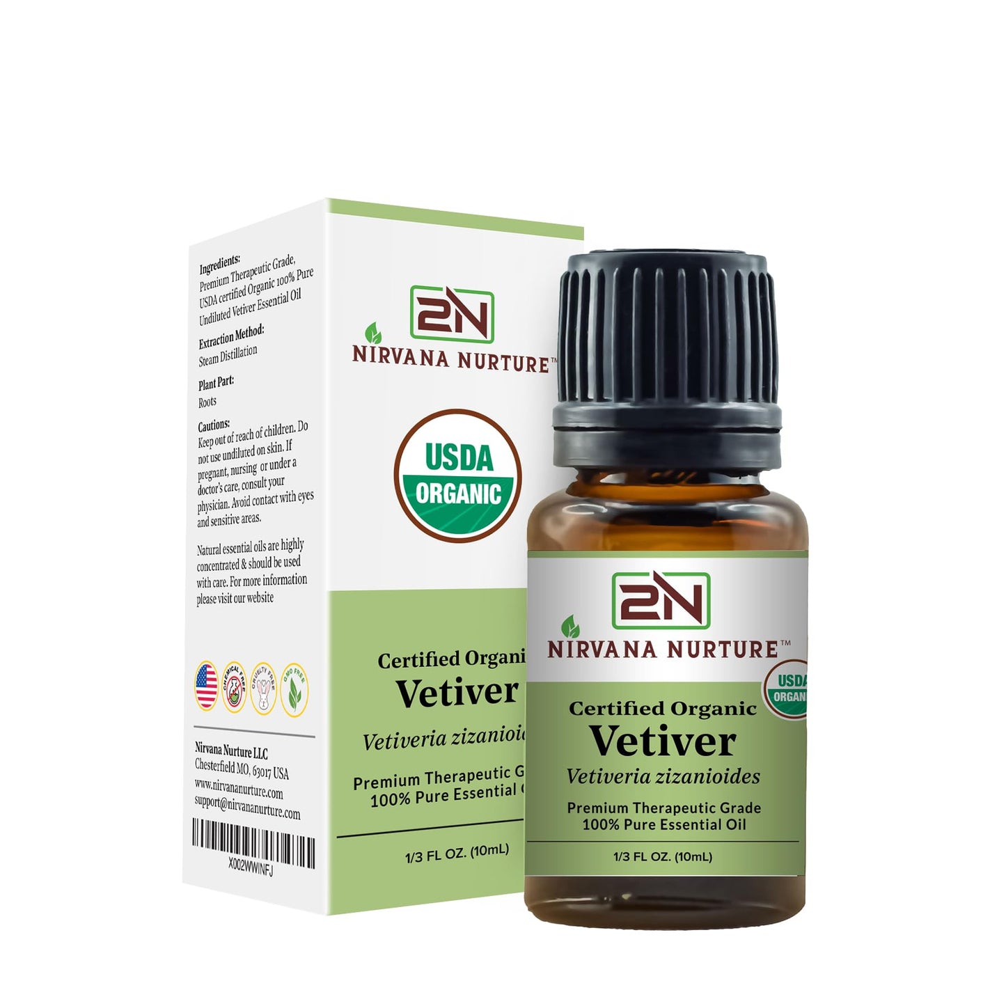 Nirvana Nurture Vetiver Essential Oil USDA Certified Organic 100% Pure Premium Therapeutic Grade Nirvana NurtureBuy Supplements Australia