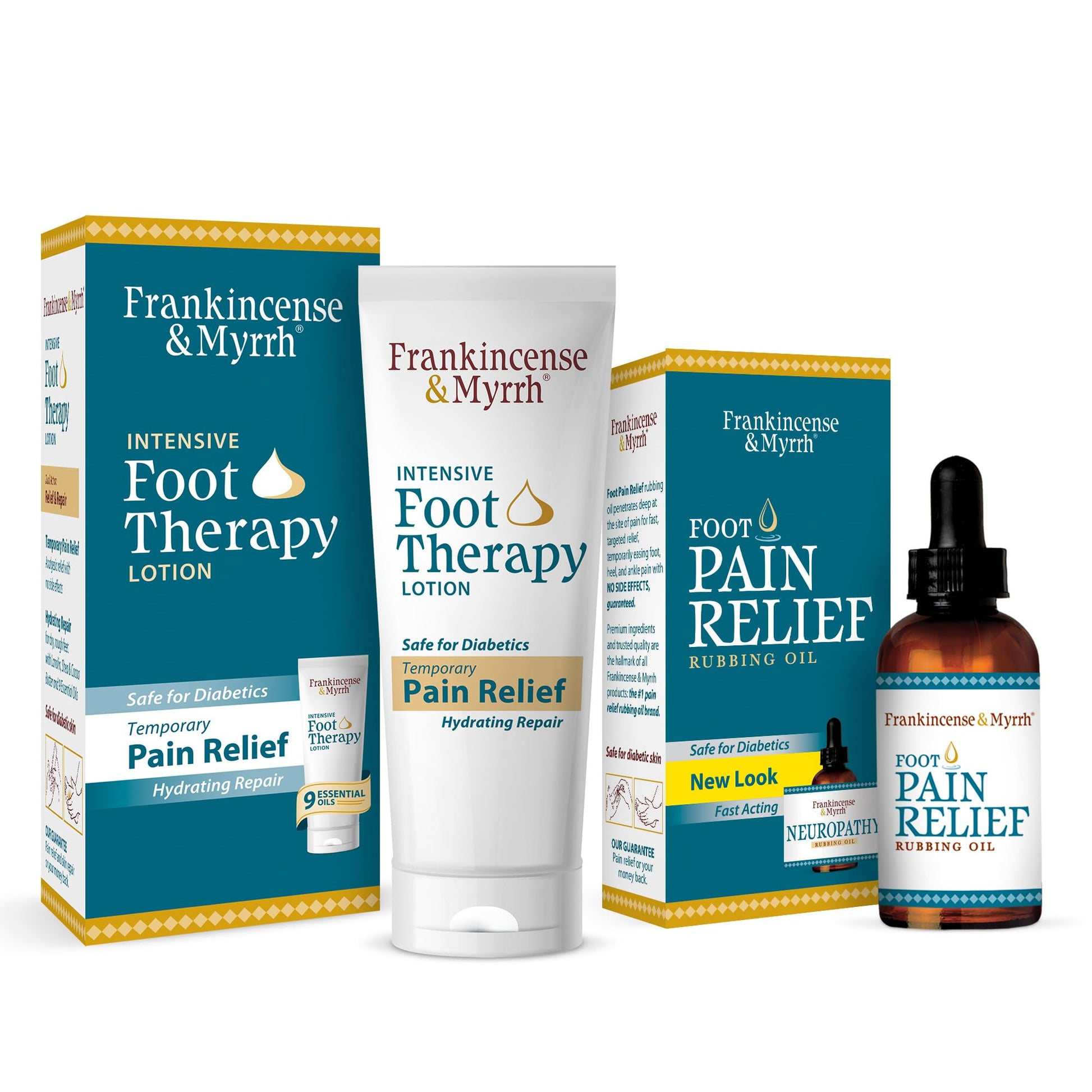 FRANKINCENSE & MYRRH Foot Pain Combo Pack: Foot Pain Relief Rubbing Oil (2 oz) and Intensive Therapy Lotion for feet (3 oz), Neuropathy, Nerve Relief, Frankincense Essential Oil, Maximum Strength FRANKINCENSE & MYRRHBuy Supplements Australia