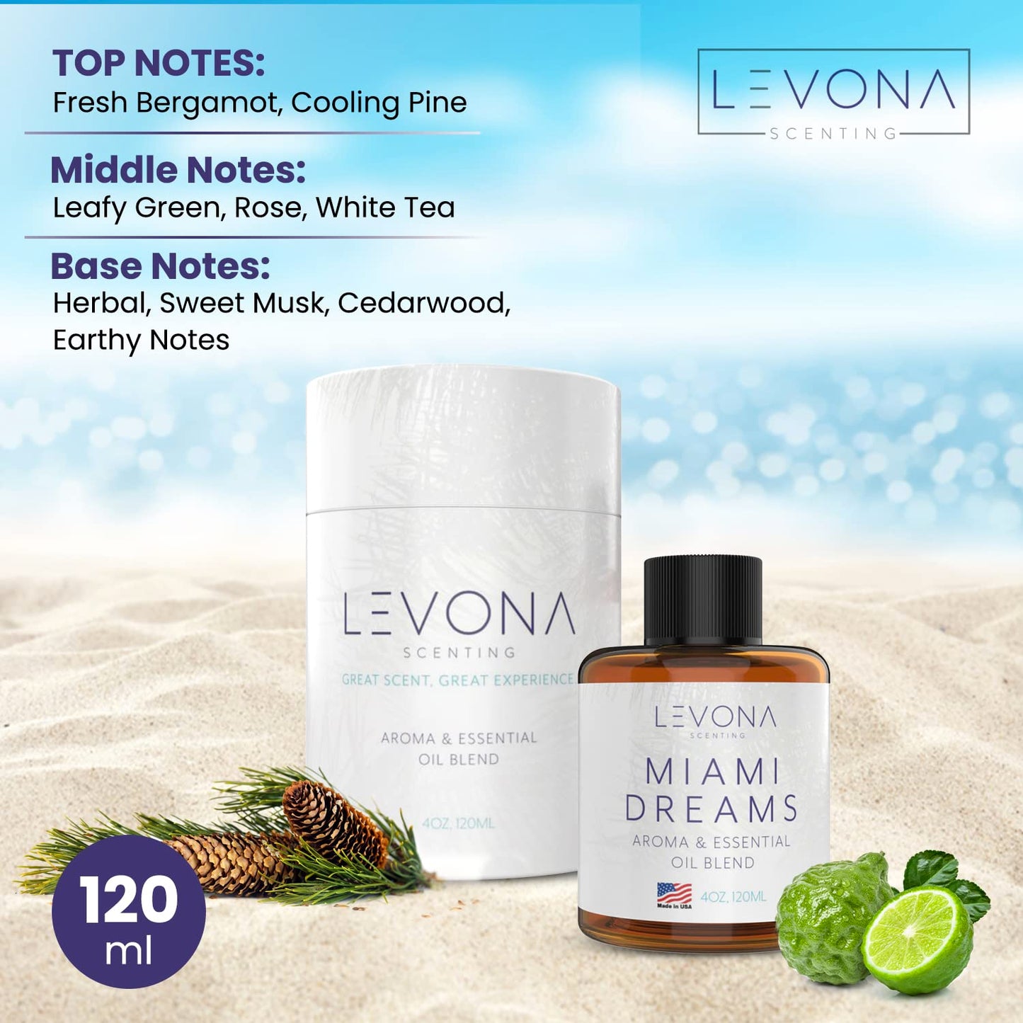 Levona Scent Essential Oils for Diffusers for Home: Miami Dreams Hotel & Home Luxury Scents Fragrance Oil LEVONA SCENTBuy Supplements Australia
