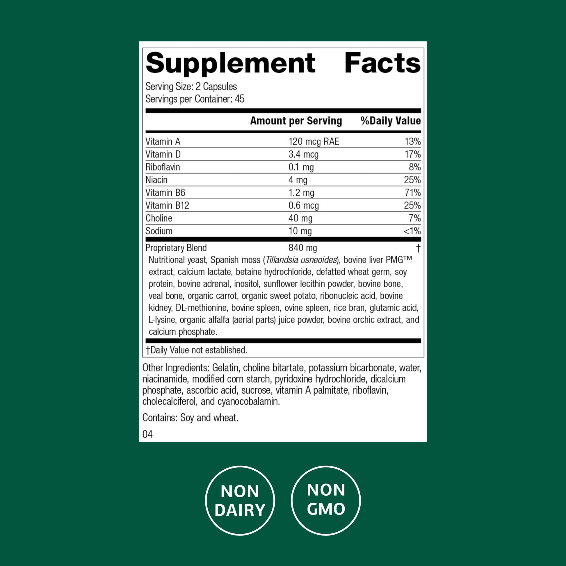 Standard Process Senaplex - Nervous System Support with Niacin, Vitamin B12 & B6 - Supports Brain Health & Cellular Health - Offers Antioxidant Activity - Non-Dairy - 90 Capsules (45 Servings) Standard Process Inc.Buy Supplements Australia
