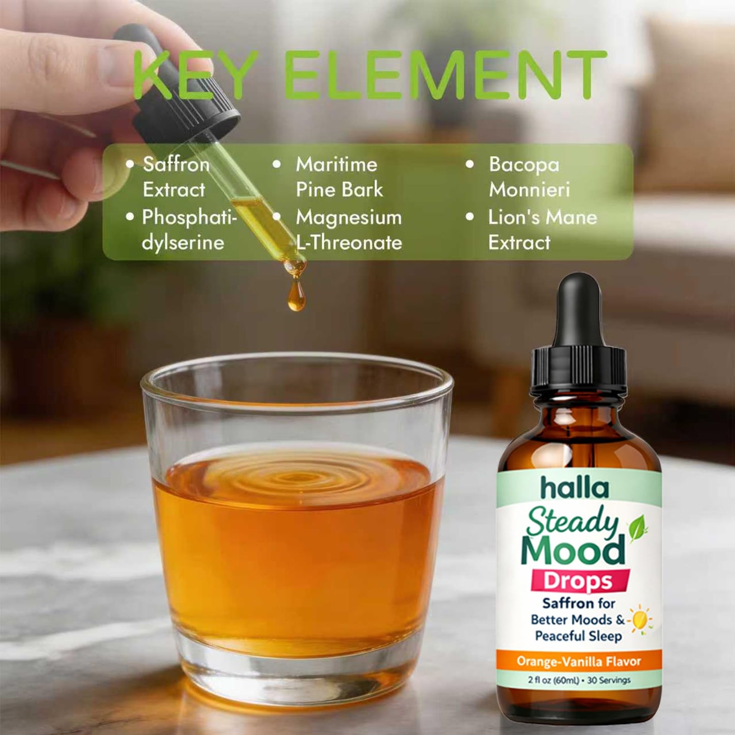 ReviveNerve Halla Steady Mood Drops, with Pine Bark Extract, Orange-Vanilla Flavor - Promotes Mood, Focus, Attention & Sleep Support - Liquid Drops(1pcs) ReviveNerveBuy Supplements Australia