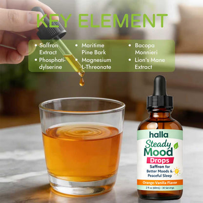 ReviveNerve Halla Steady Mood Drops, with Pine Bark Extract, Orange-Vanilla Flavor - Promotes Mood, Focus, Attention & Sleep Support - Liquid Drops(1pcs) ReviveNerveBuy Supplements Australia