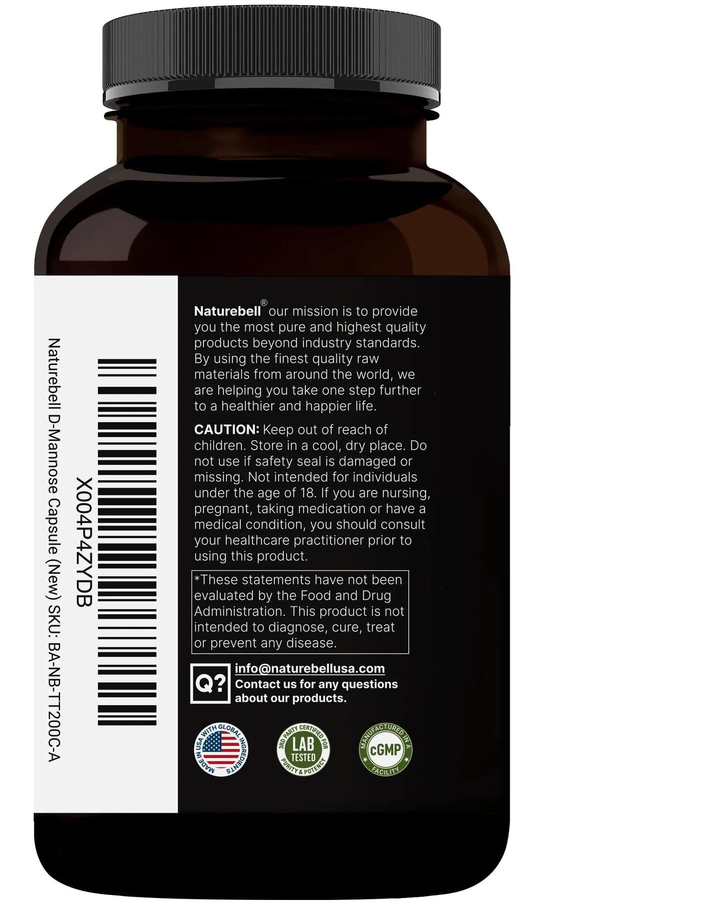 NatureBell D-Mannose 500mg Capsules (2,000mg Per Serving) | 240 Veggie Capsules + Cranberry Concentrate 40mg – Fast Acting Urinary Tract Health Pills – Ultra UTI Support for Women & Men NatureBellBuy Supplements Australia