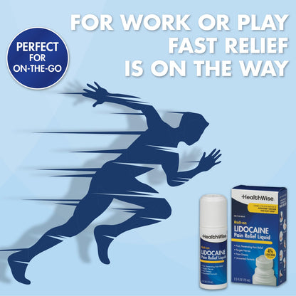 HealthWise 4% Lidocaine Roll-On | OTC Strength | Pain Relief Liquid | 2.5 oz. 73 mL | Non-Greasy, Unscented Formula | Topical Anesthetic HealthWiseBuy Supplements Australia