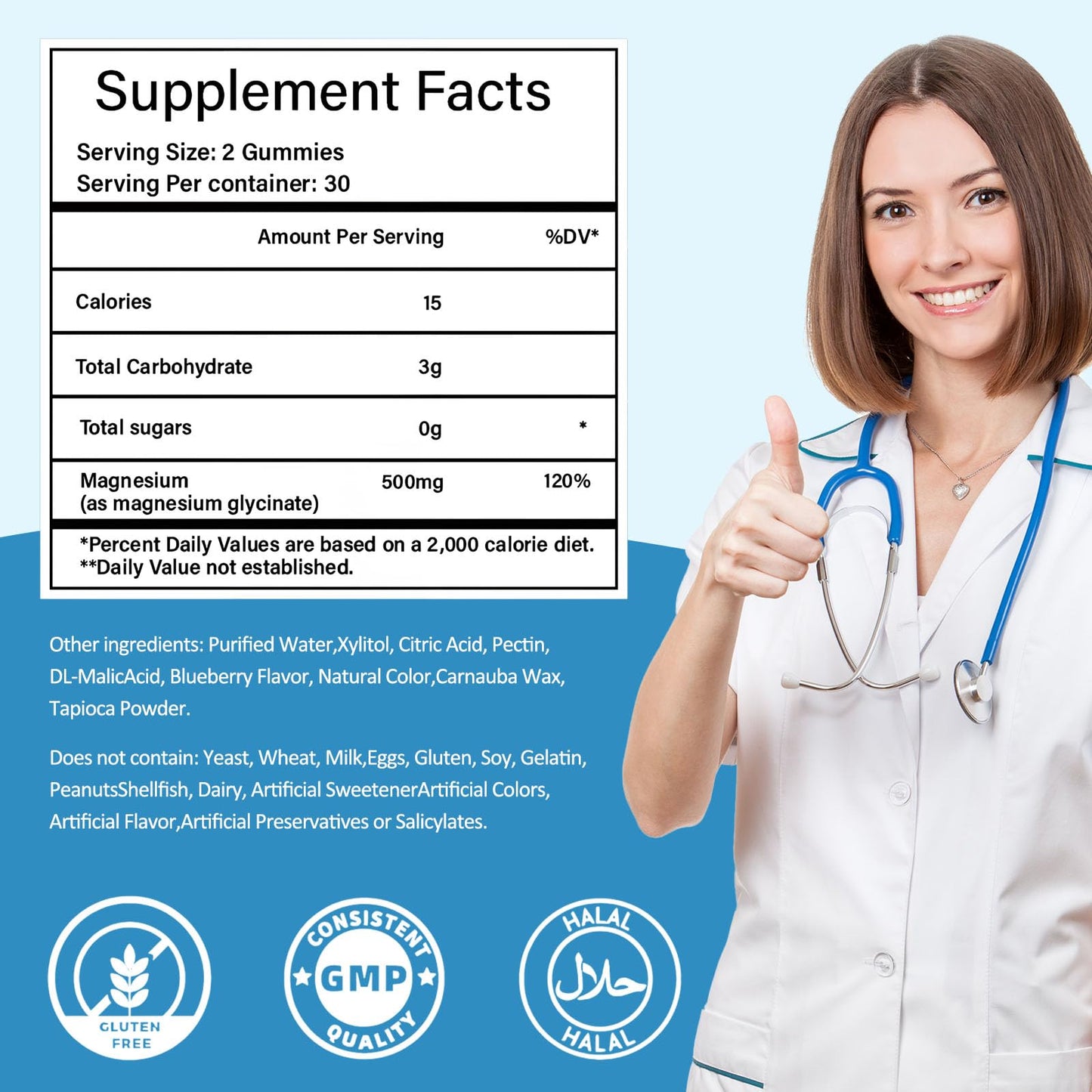 Magnesium Glycinate Gummies 500mg, Sugar-Free for Adults & Kids, Magnesium Gummies for Sleep, Stress & Muscle Relief, Supports Bone & Nerve Health,