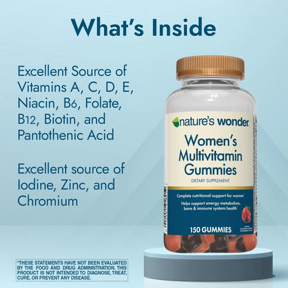 Nature's Wonder Women's Multivitamin Gummies, Supports Energy, Metabolism, Bone and Immune System Health Nature's WonderBuy Supplements Australia