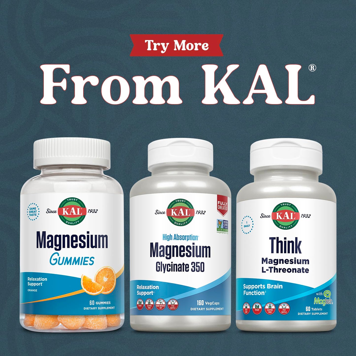 KAL Magnesium Glycinate Capsules, Fully Chelated Magnesium Bisglycinate, High Absorption Magnesium Supplement, Healthy Bones, Muscle,