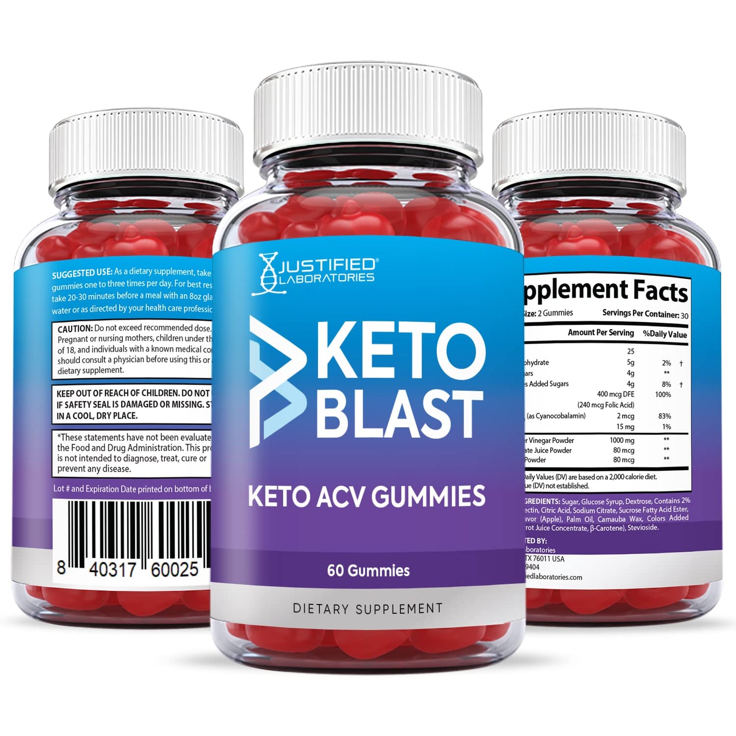 Justified Laboratories (2 Pack) Keto Blast Gummies 1000MG ACV with Pomegranate Juice Justified LaboratoriesBuy Supplements Australia