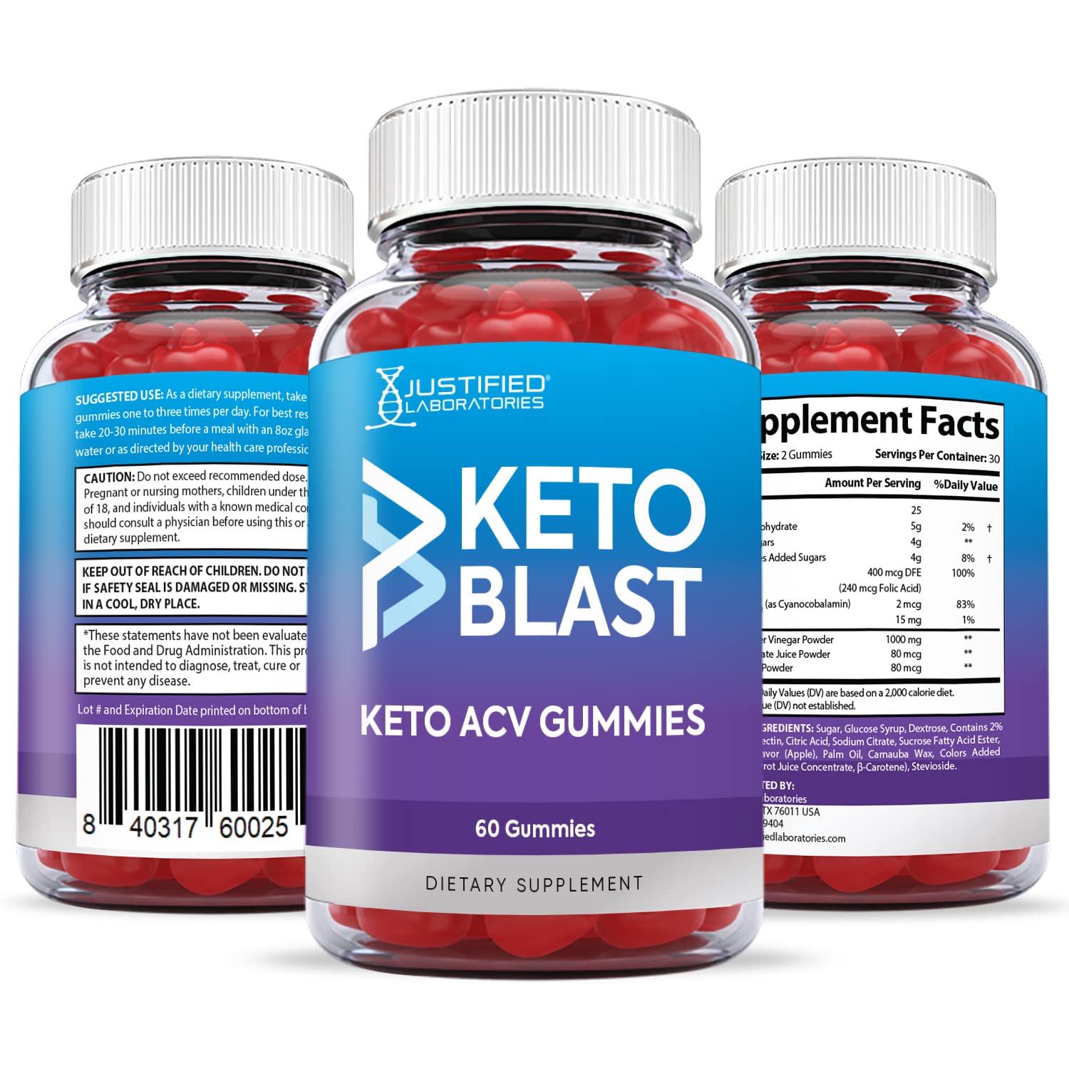 Justified Laboratories (2 Pack) Keto Blast Gummies 1000MG ACV with Pomegranate Juice Justified LaboratoriesBuy Supplements Australia