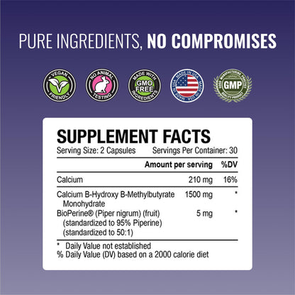 Approved Science HMB - 1500mg High Potency HMB Supplement with Calcium & BioPerine for Absorption - Muscle Health & Exercise Performance - 60 Vegan Capsules - Pack of 3 Approved ScienceBuy Supplements Australia