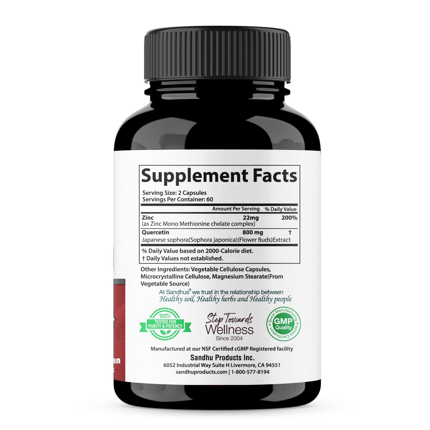 Zinc Quercetin Vegetarian Capsules 120 Ct- (2 Pack) Sandhu'sBuy Supplements Australia