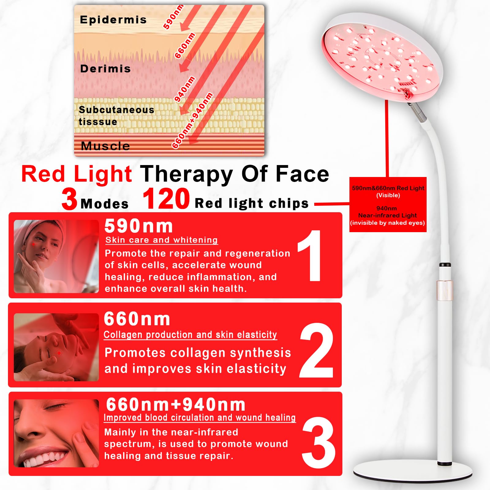 Akarishin Red Light Therapy Lamp for Face- Facial and Body Treatment with Adjustable Height Stand AkarishinBuy Supplements Australia